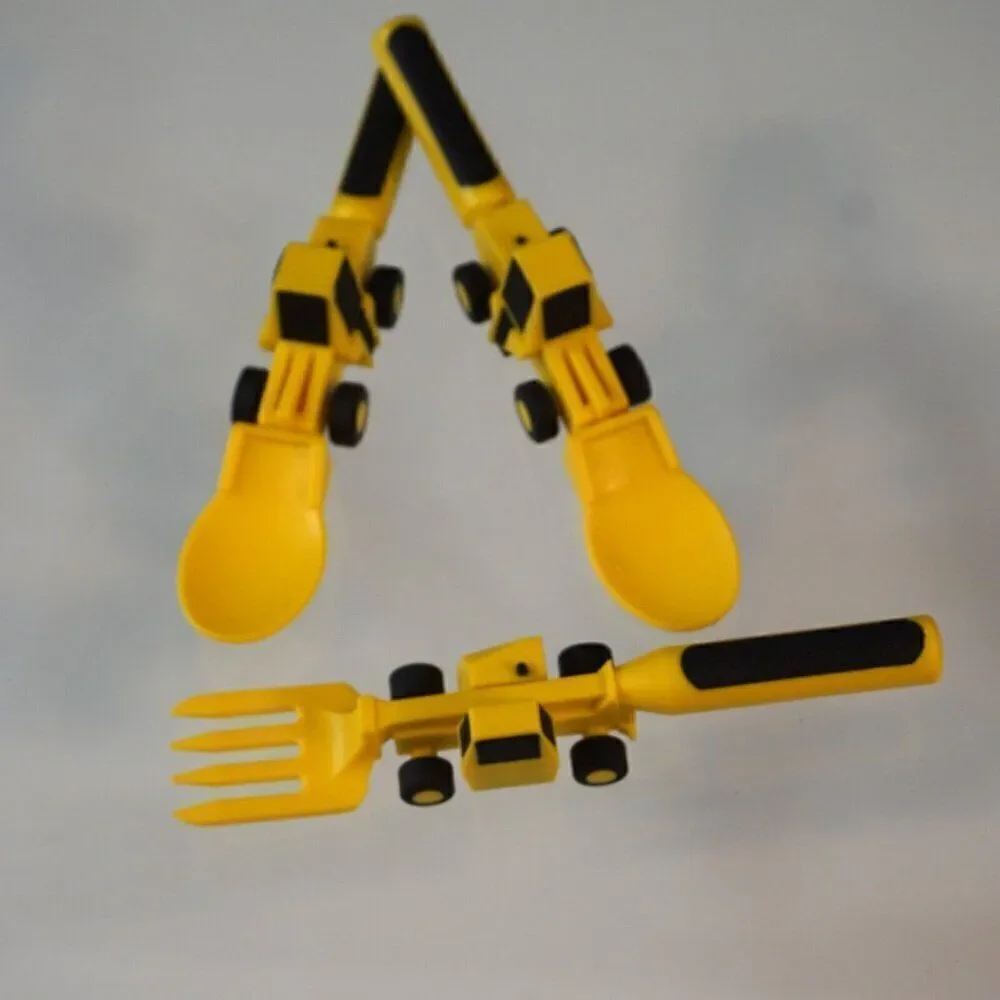 Constructive Eating Made in USA Set of 3 Construction Utensils for Toddlers